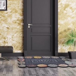 Irregular Shape Flock Rubber Doormat
