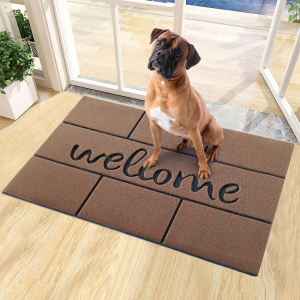 Rectangular Nylon Flock Fiber with Recycled Rubber Outdoor Door Mat