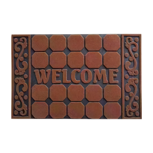 Rectangular Nylon Flock Fiber with Recycled Rubber Outdoor Door Mat