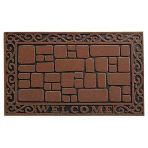 Rectangular Nylon Flock Fiber with Recycled Rubber Outdoor Door Mat