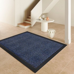 Blue Dirt Trapper Door Barrier Mat with Rubber Backing for Indoor Outdoor