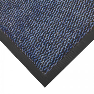 Blue Dirt Trapper Door Barrier Mat with Rubber Backing for Indoor Outdoor