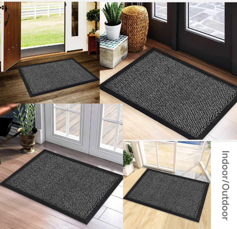 Gray scraper dirt doormat IndoorOutdoor